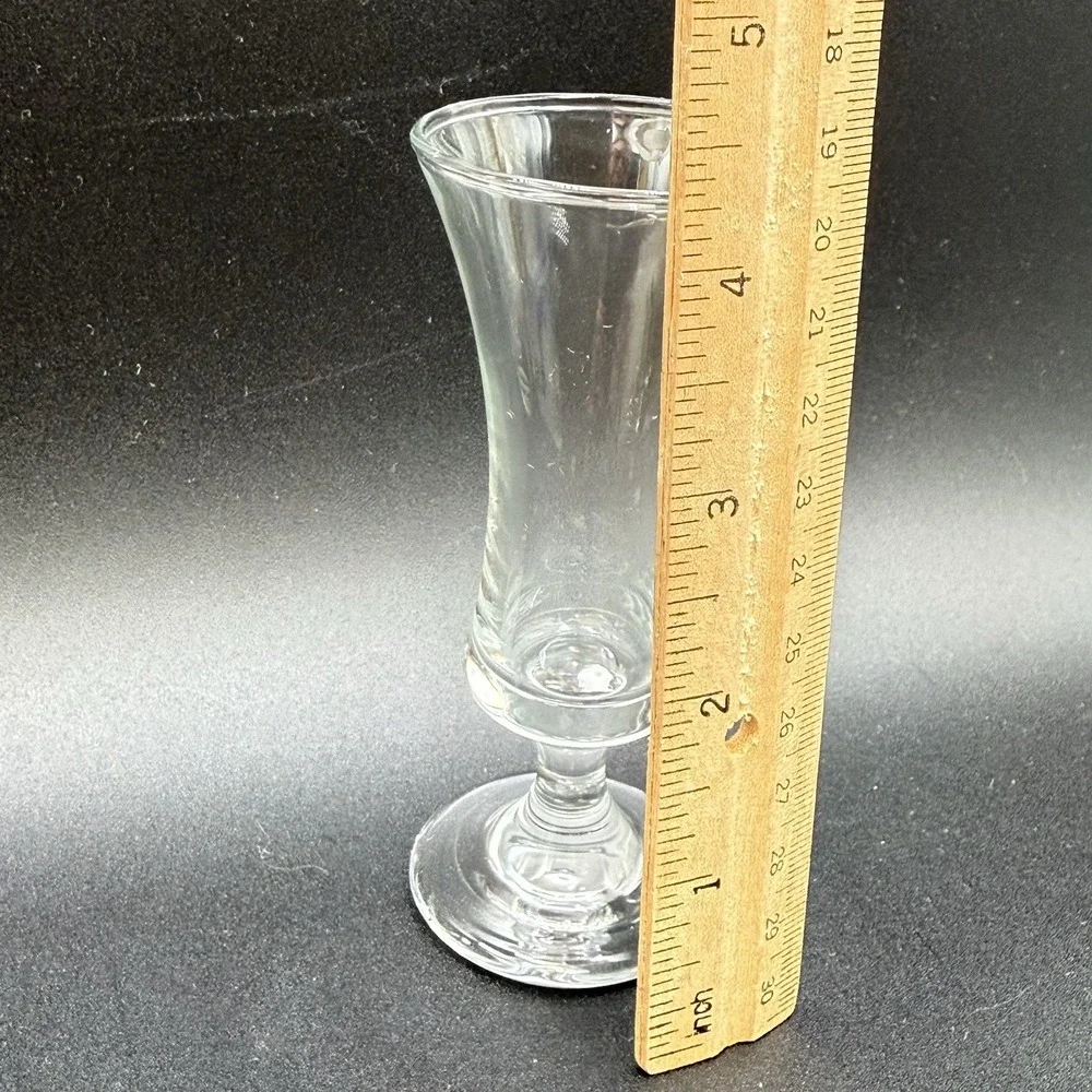 4 Vintage Footed Cordial Aperitif Shot Glasses Unmarked 4.25